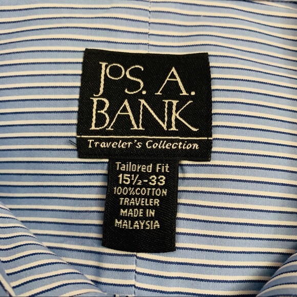 JOS A BANK Mens Striped Button Front Shirt 15.5-33 - Picture 4 of 4